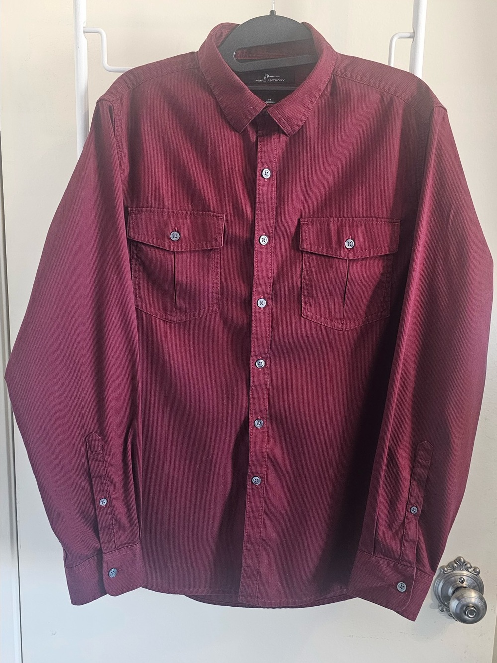Marc Anthony Men's Long-Sleeve Button-Down Shirt - Burgundy